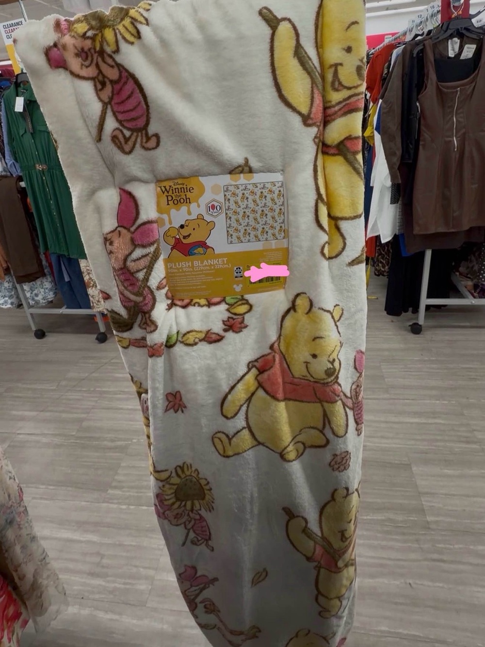 Winnie the Pooh Cream & Yellow  Plush Blanket - Disney